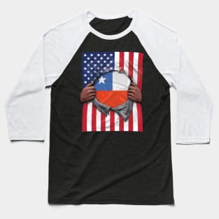 Chile Flag American Flag Ripped - Gift for Chilean From Chile Baseball T-Shirt